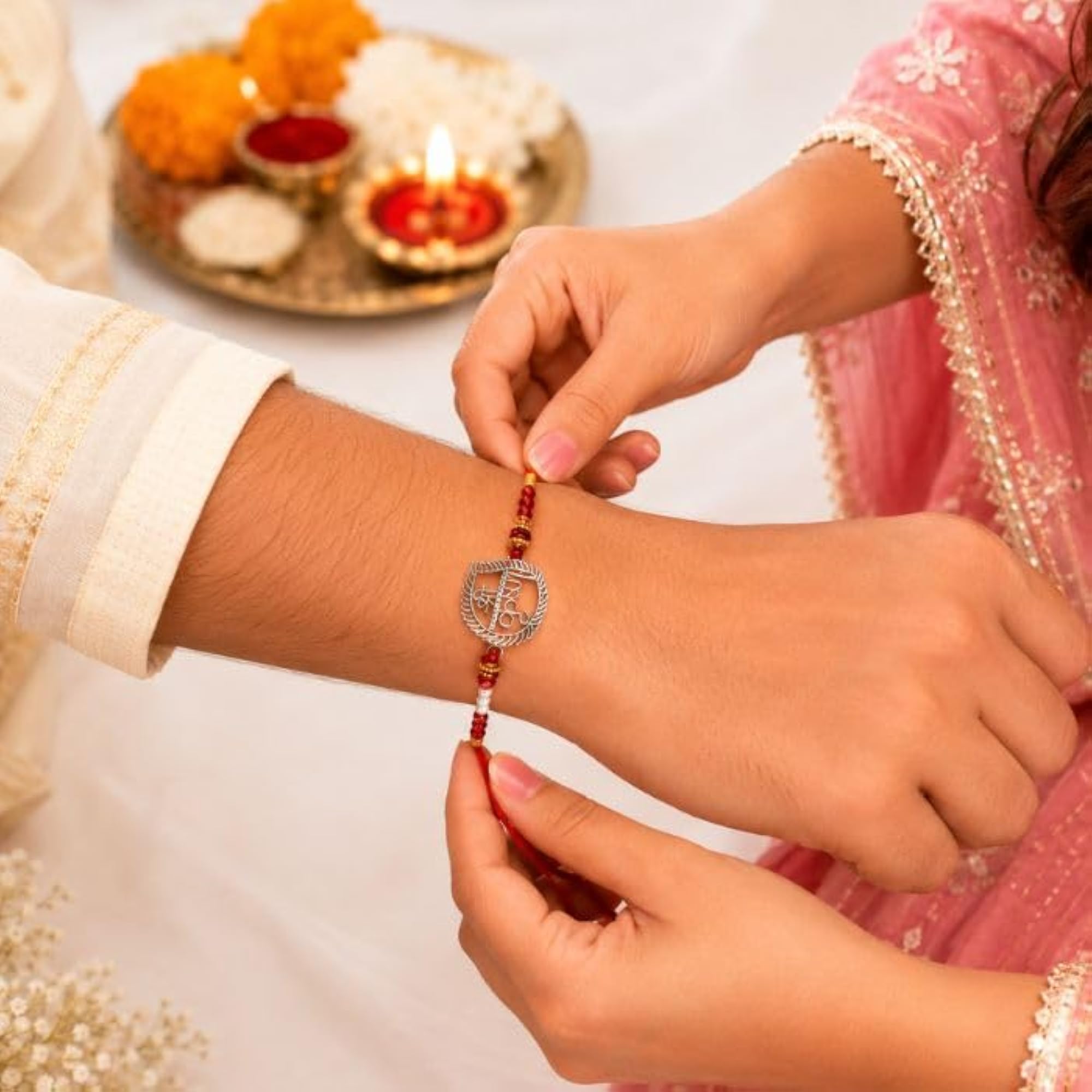 925 Sterling Silver Brother Rakhi for Raksha Bandhan, Traditional Gift