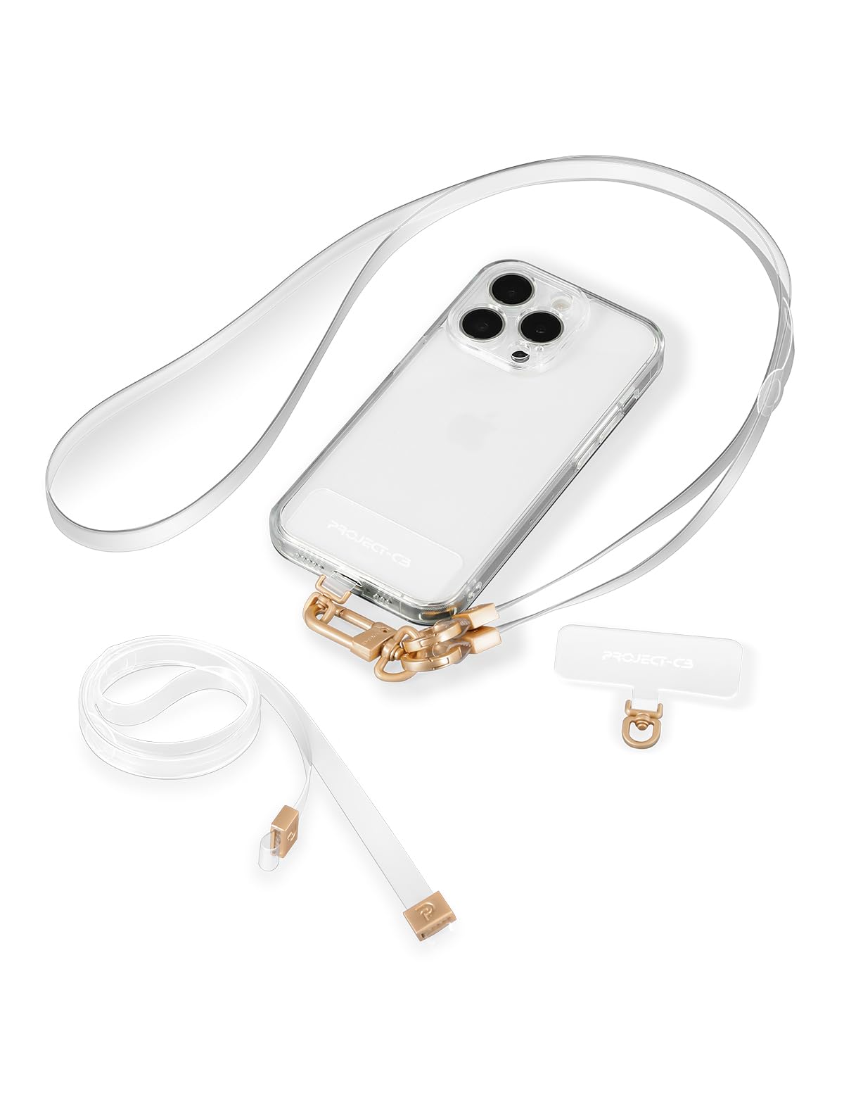 project-cb Phone Clear Lanyard,Tether Tab 2,Crossbody Strap,Lanyards for Around the Neck,Clear patch(Clear-G)