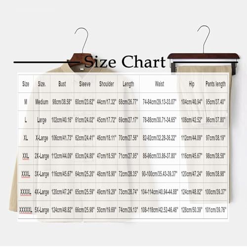 Men's Plus Size Casual 2 Piece Sets Round Neck Long Sleeve Button Down Shirt Tops and Long Pants Set Vacation Outfits3