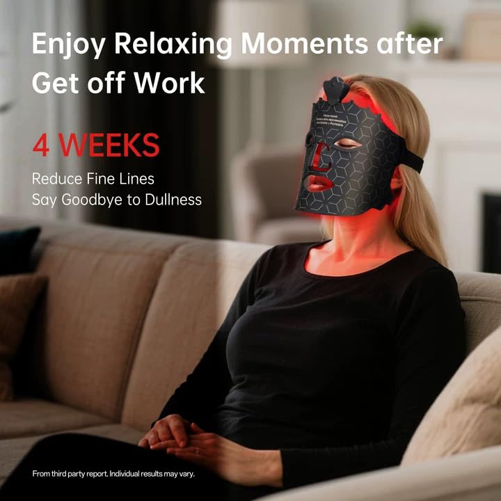 Red Light Face Mask, 7 Colors Red Light Facial Mask, Cordless & Portable Facial Skin Care Device for Women at Home & Travel, Black - Image 7