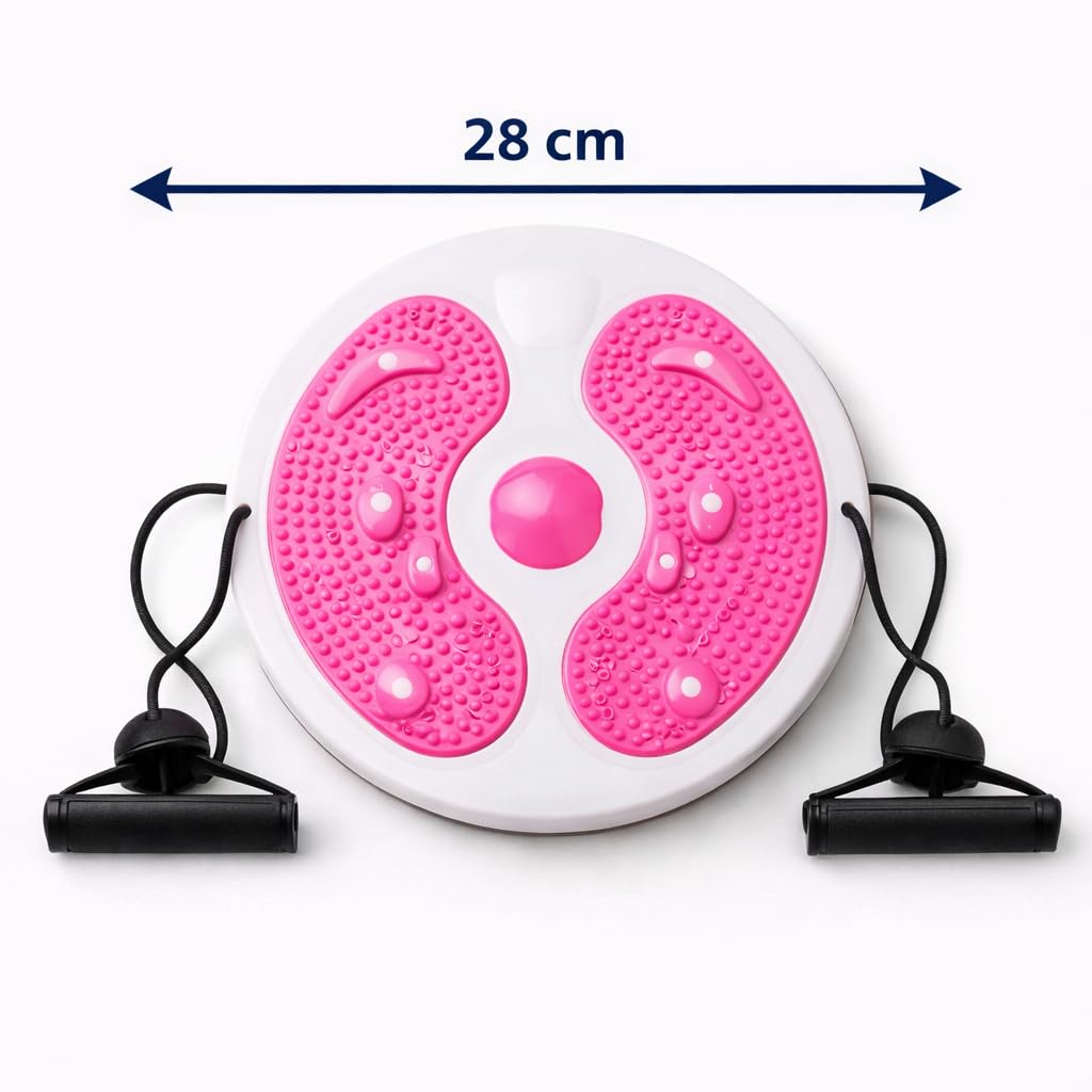Twist Board con Fune di Trazione – Disco Rotante Fitness Dimagrante 28 cm, Pedana Twist Allenamento Casa Donna, Cuscino Equilibrio Antiscivolo con Massaggio Plantare, Attrezzo Pilates e Tonificazione