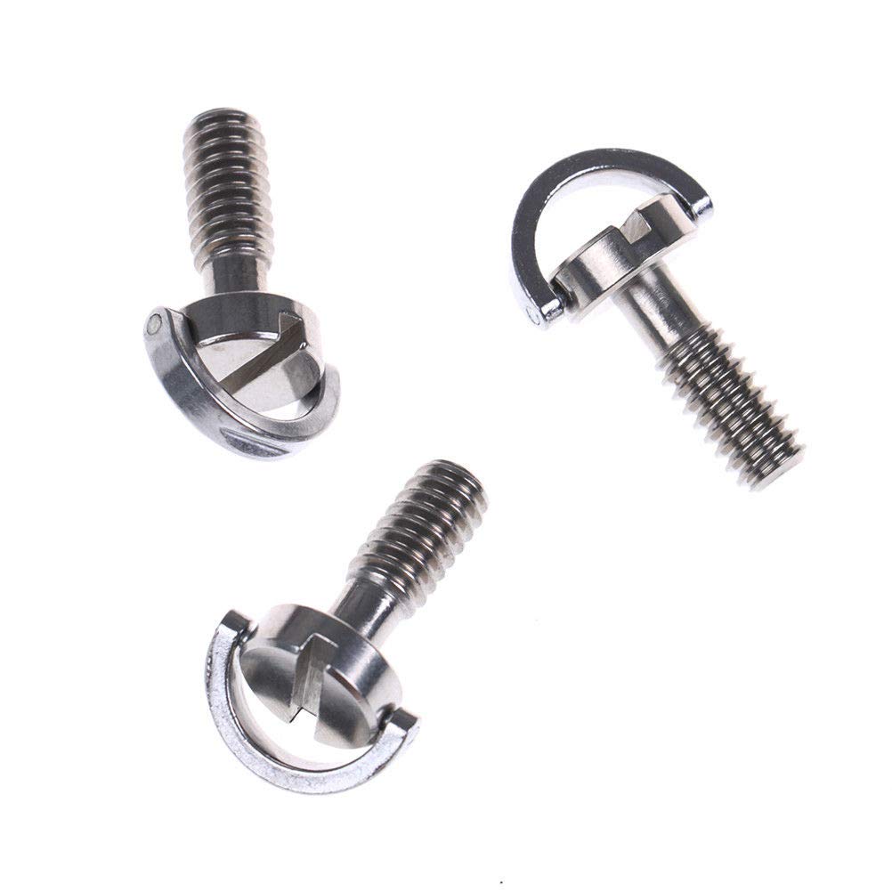 VizGiz 3 Pack 1/4"-20 D Ring Screw Mount Bolts Extra Long 21mm Stainless Steel Quick Release Camera Screws for Canon EOS Nikon Kodak DSLR Camera Mirrorless Camera Tripod Monopod Quick Release Plate