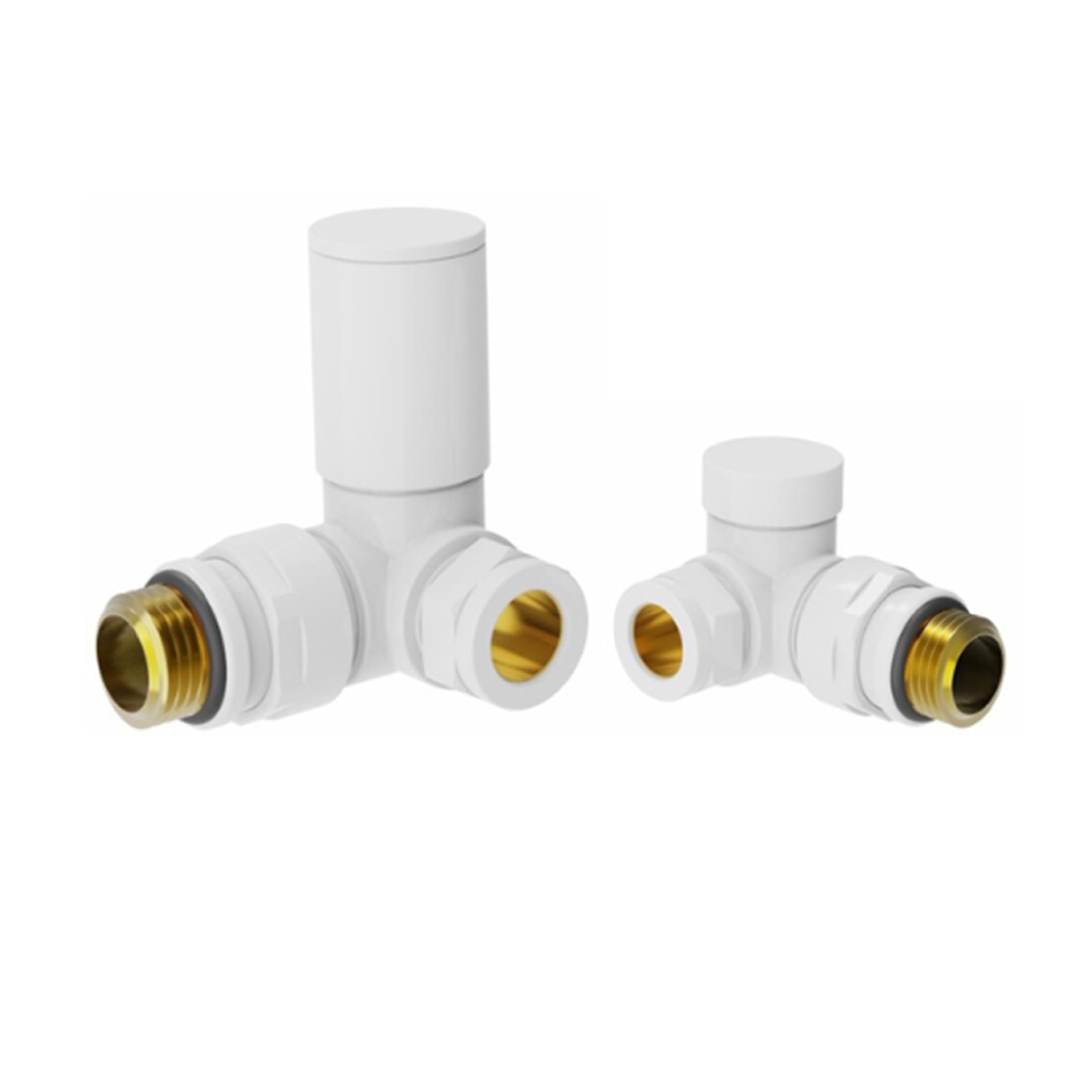 Manual Radiator Valve Round Corner - 15mm x R 1/2" - White