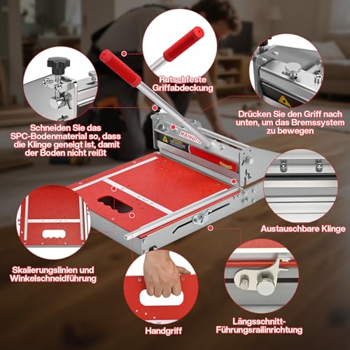 MAIHUITE 10 mm dicker Bodenschneider – 33 cm Profi-Vinyl-Bodenschneider für LVP, LVT, WPC, SPC, PVC, VCT, starrer Kern Vinylboden – Schleifstein im Lieferumfang enthalten – manuelle Bedienung, kein