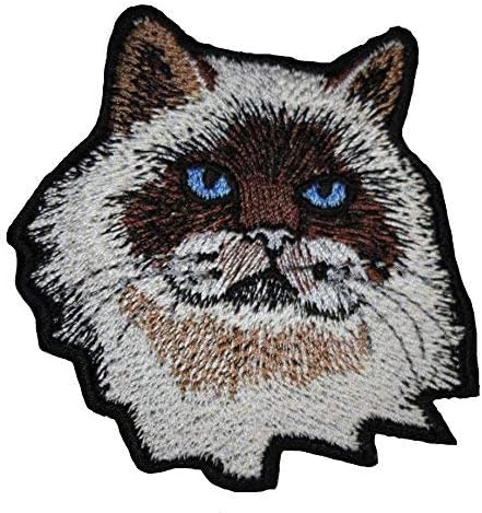 A-3,Extra Strong Glue Himalayan Cat DIY Embroidered Sew Iron on Patch 2.75 x 2.83 inches (7 x 7.2cm)