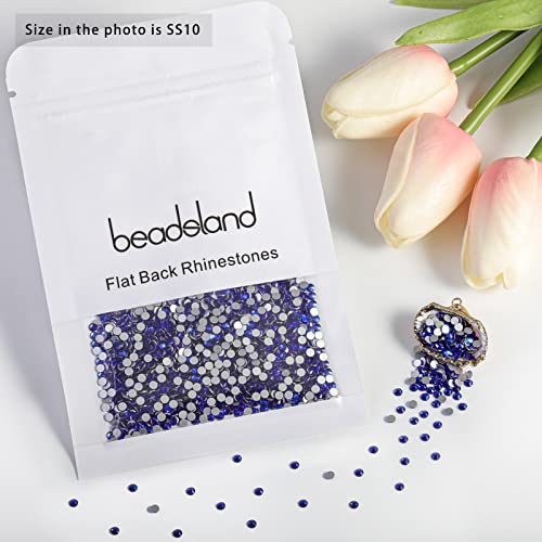 Image of Beadsland 2880pcs Flat Back Crystal Rhinestones Round Gems for Nail Art and Craft Glue Fix,Sapphire,SS10,2.7-2.9mm