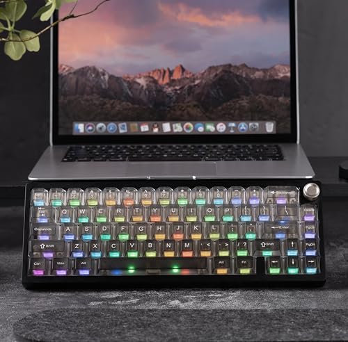 Image of dagaladoo Gradient Grey Translucent keycaps,Shine Through Keyboard keycaps 60 75 100%,Frosted Key caps Set,Cherry Profile Keyboard caps for Mx Switches Mechanical Keyboard(115key)
