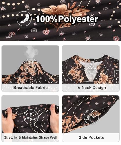 Image of TIYOMI Womens Plus Size Dresses Fall Long Sleeve Maxi Dresses V Neck Floral Spring Party Dress with Pockets XL-5XL (14W-28W)