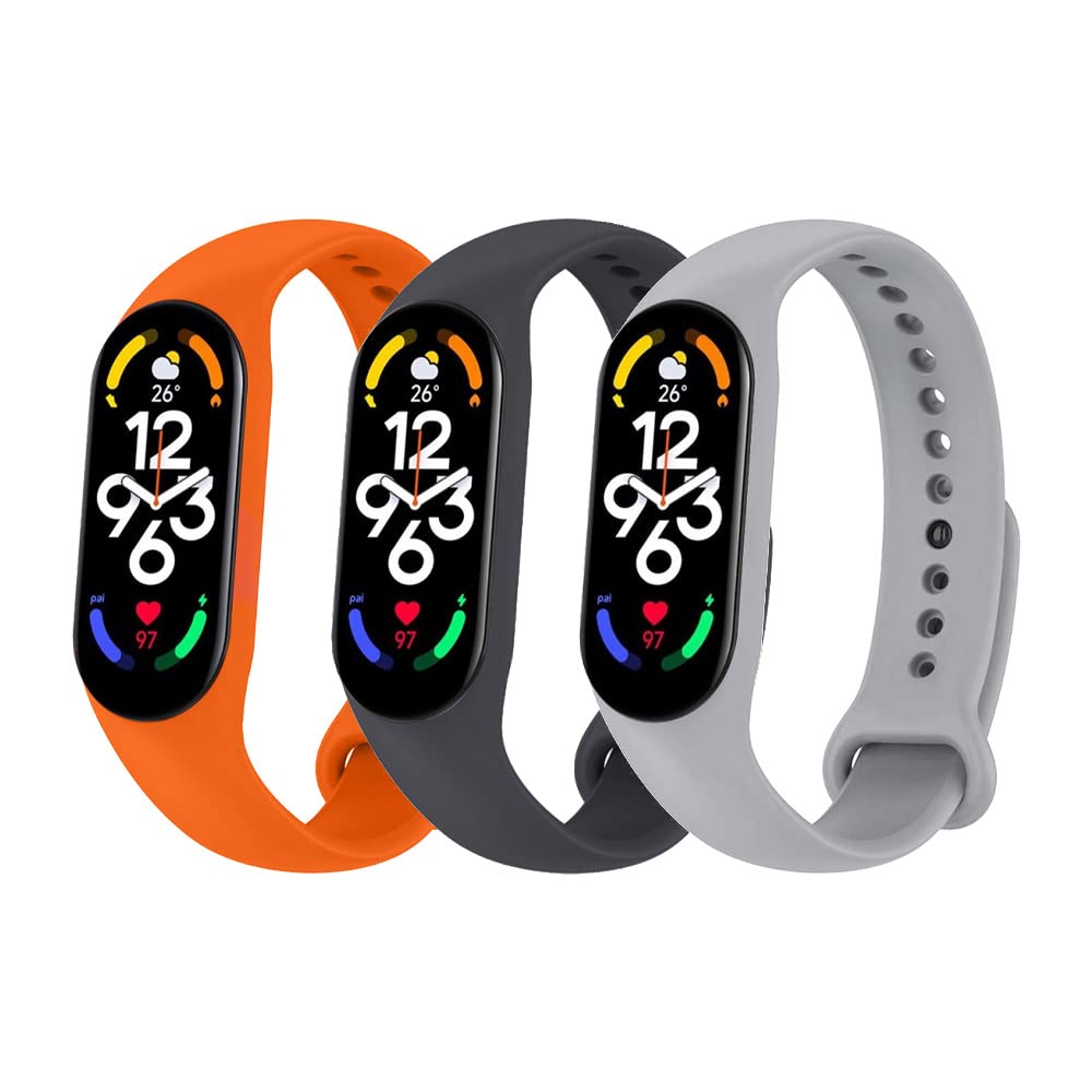 MARGOUN 3 Pack for Xiaomi mi Band 7 Strap Silicone Watch Band Smartwatch Wristband Replacement Accessories Strap Bracelet