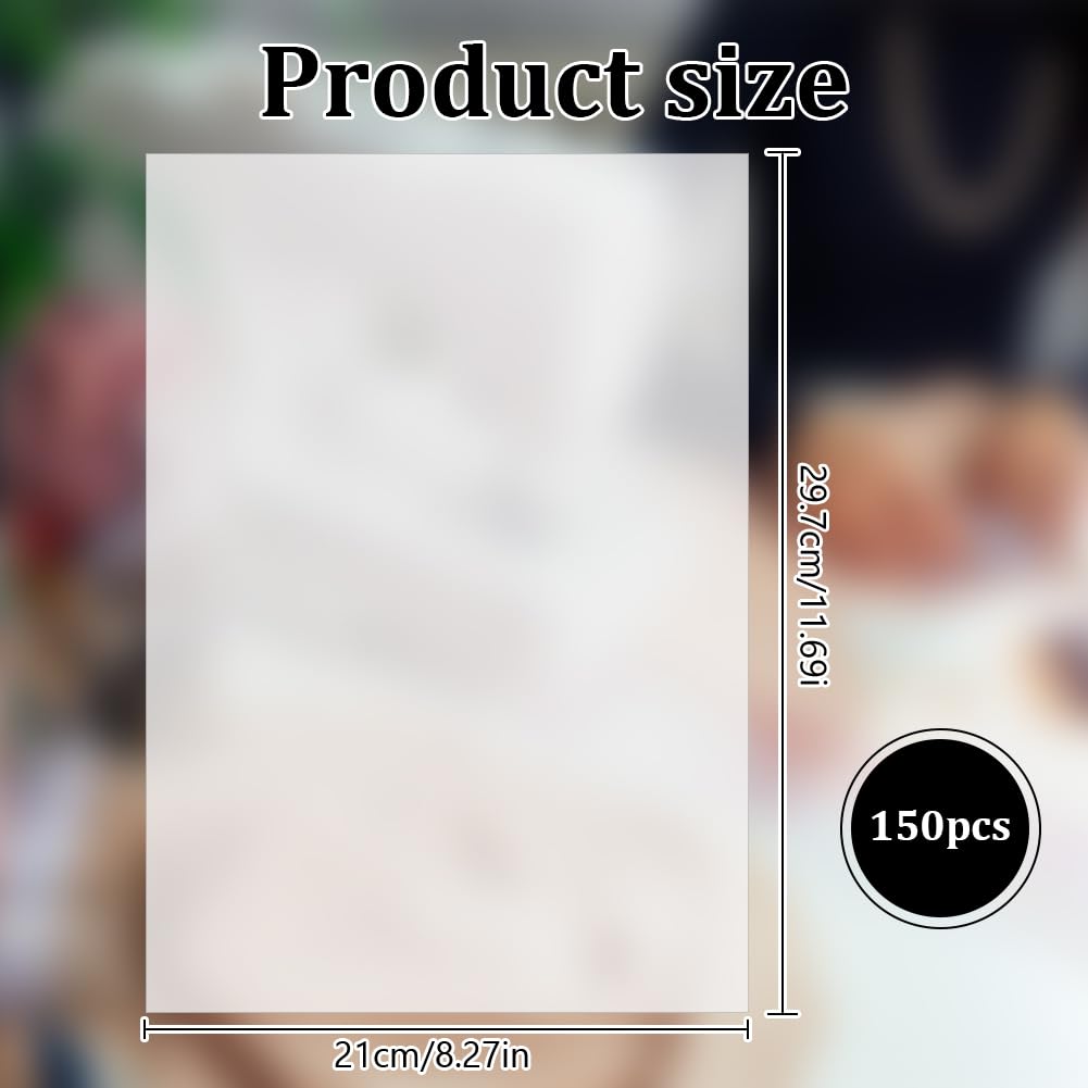 INFUNLY 150 piezas de papel de base para acolchar, hojas de papel de costura translúcidas de 8.3 x 11.7 pulgadas, papeles de base de costura, piezas cuadradas de papel de calco para manualidades