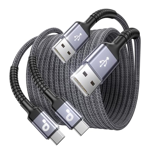 Image of USB A to USB C Cable 15FT Extra Long, USB C Cable Fast Charging, Upgraded Extra Durable Braided USB C Cord for iPhone 17 16 15 Pro Max /Plus, MacBook Pro, Sam sung Galaxy S10 S9 Plus and More-2Pack