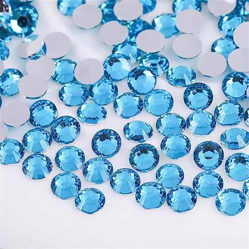 Image of 3000 Pieces SS12 3mm Flatback Rhinestones Clear Glass Round Gems Crystals for Nail Art DIY Crafts Clothes Shoes Bags （Aqua Blue）
