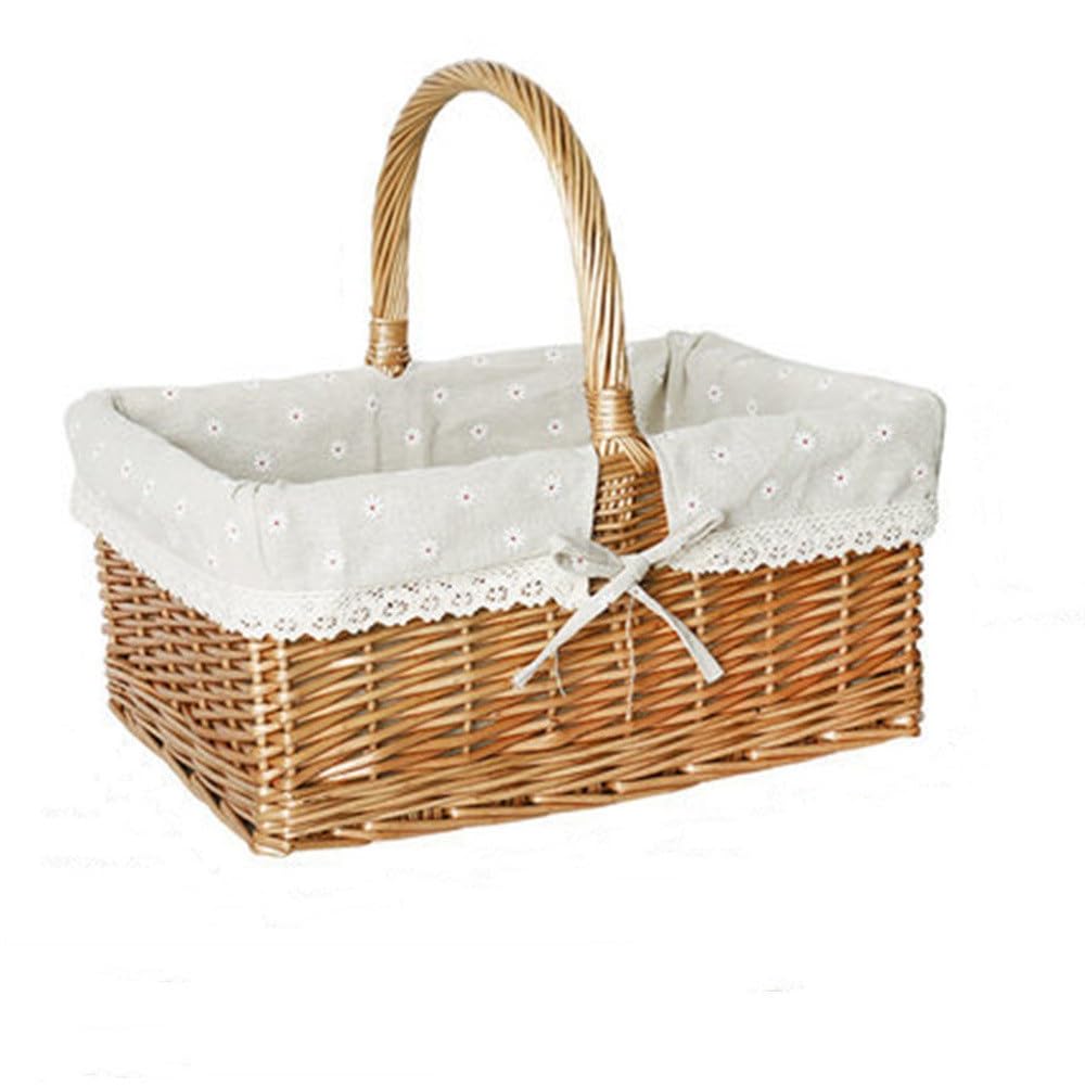 Picnic Basket Outdoor Camping Handheld Picnic Woven Carrying Basket for Picnic Camping Outdoor(Colour 1,Style 1)