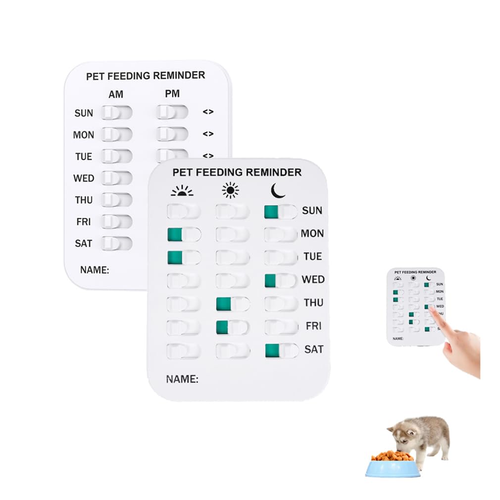 Pet Feeding Reminder, Cat And Dog Feeding Reminder Board, Indication Chart With Magnetic Reminder Sticker, Feed Your Puppy Dogs Cats for Prevent Overfeeding & Obesity (A+B)
