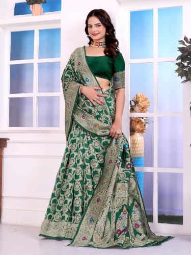 Image of Banarasi Jacquard Woven Saree for Women with unstitched Blouse Piece | Festive & Wedding Occasion Saree