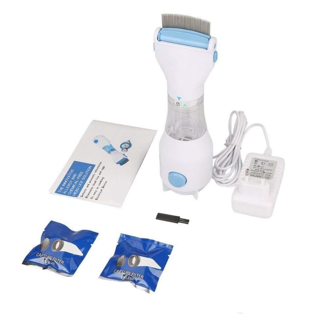 Electric Head Lice Comb – Chemical-Free Lice & Nits Removal Tool with Suction – Reusable Lice Capture Comb for Kids & Adults – Safe, Gentle, and Effective Hair Vacuum Machine (WHITE)-image-44