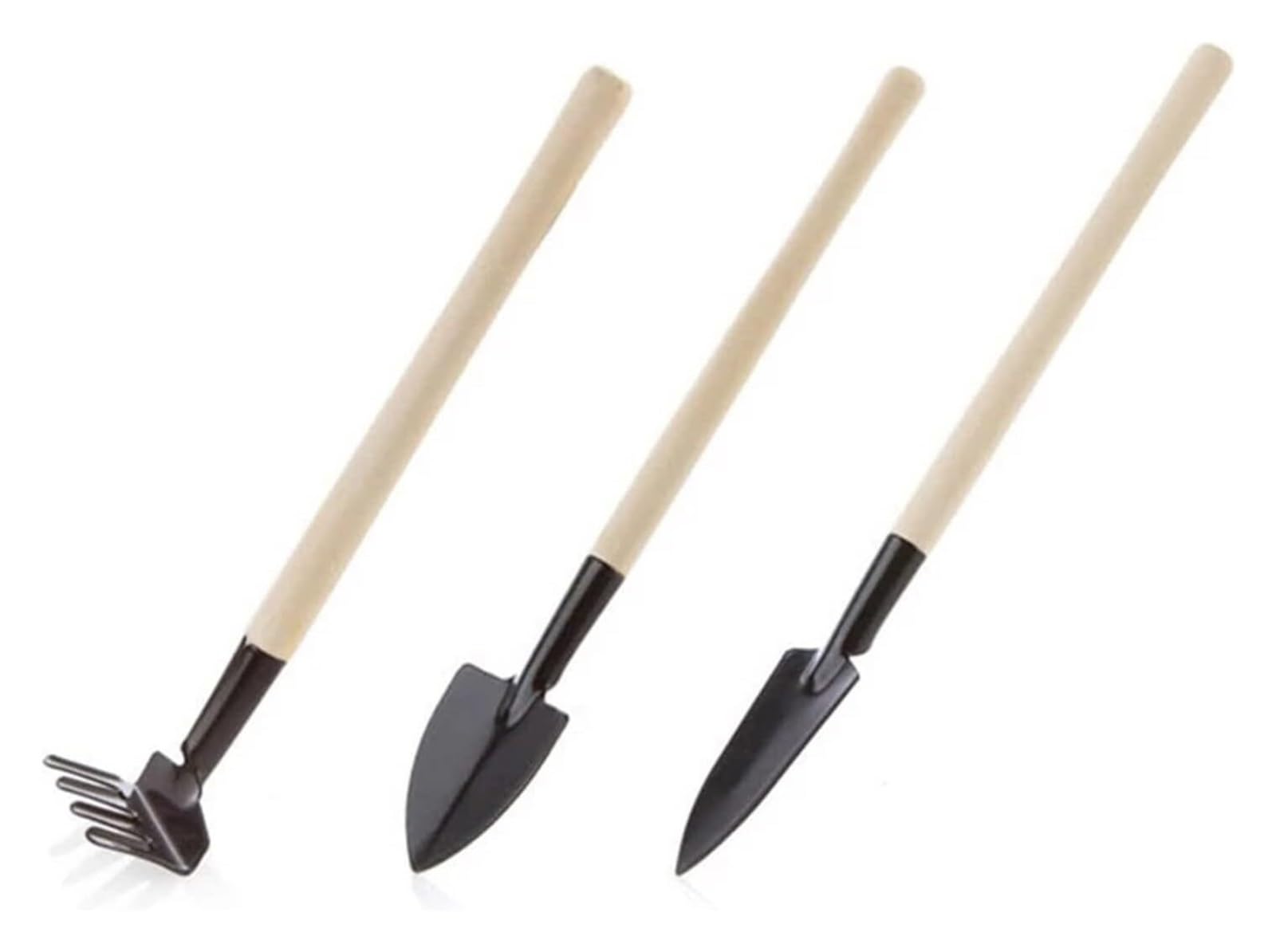 Attrezzi da giardinaggio, attrezzi per trapianto di piante 3 pezzi/set Attrezzi da giardinaggio Manico in legno Piante in vaso in acciaio inossidabile Pala Rastrello Vanga per fiori Sementi di piant