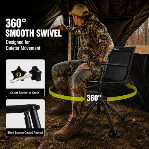 Image of TIDEWE Hunting Chair with Seat Cover, 360 Silent Swivel Seat, Standard