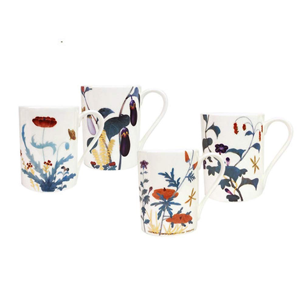 Hankook Chinaware Cho Choong Do [Shin Sa Im Dang] 4-piece Mug Set, Korean Fine Bone China, Korean Porcelain, Dojagi, Ceramic
