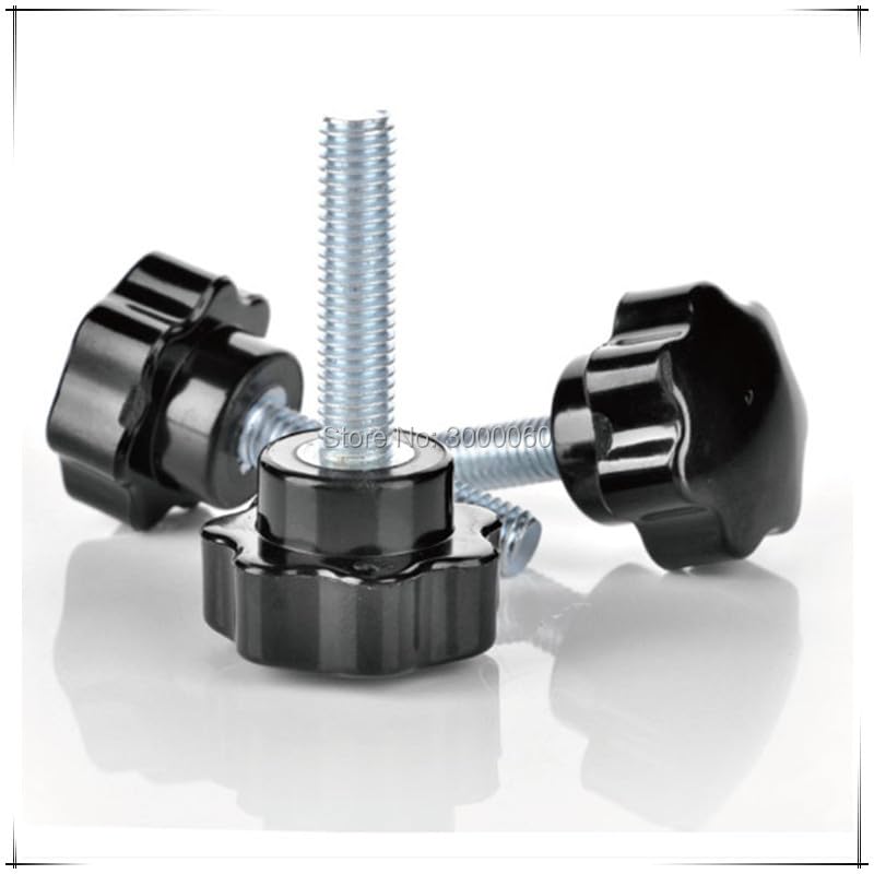 M5 M6 Black Color Plastic Star Head Plated Steel Handle Thumb Screws - (Size: M5X25mm)