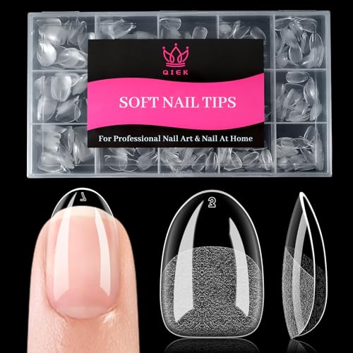 Image of Short Round Nail Tips, 15 Sizes 510 PCS Clear Gel Tips