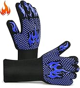 KEGOUU Oven Glove,1472℉ Extreme Heat Resistant BBQ Gloves,14 Inch Long Grill Gloves, Kitchen Sili...