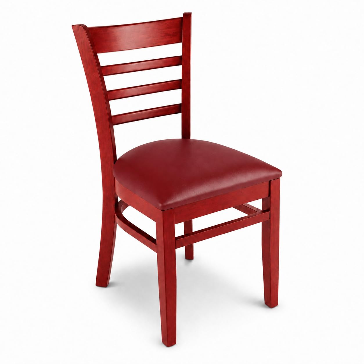 Mahogany Finish Ladder Back Chair with Burgundy Vinyl Seat by Glownary – Chair, Aluminum, Blue and White, Model 164cwlmvbgas