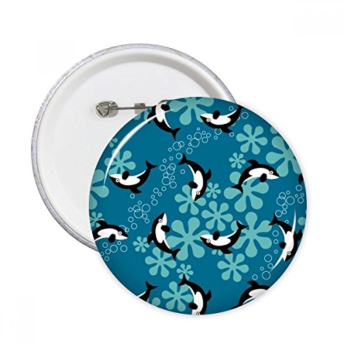 Badge bouton rond dauphins et baleines en lot de 5 pièces XL pour vêtement