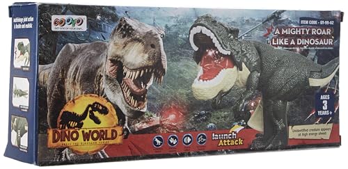 Image of Niku Roaring & Head Swinging Dinosaur Toy for Kids with LED Light in Mouth & Realistic Actions Like - Rotating & Swinging Head and Tail, Movable Joints - Multicolor