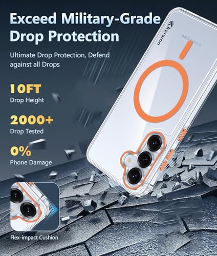 Image of KARWAN Crystal Clear Transparent Back Cover Case with Camera Protection,Compatible with Samsung S25, Anti Yellow Clear Shockproof Scratch Resistant Case with Magnetic MagEaze Wireless Charging