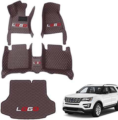 Custom Pocket Car Floor Mat&Cargo Mat Fit for Ford F-150 F-250 F-350 Edge Expedition Explorer Focus Mustang Ranger Waterproof Floor Mats Cargo Liner Automobile Floor Liners Coffee