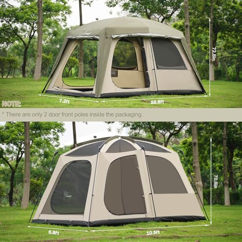 Image of Vidalido 4-6 Person Camping Tent with 3 Door 2 Room Large Family Cabin Tents, Double Layer Waterproof Portable Glamping Tent, Big Tents for Outdoor Camping Hiking and Backpacking