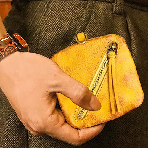 XXHong Leather Mini Vintage Purse Brown Coin Purse Leather Zipper Change Purse Personality Coin Purse For Men and Women2