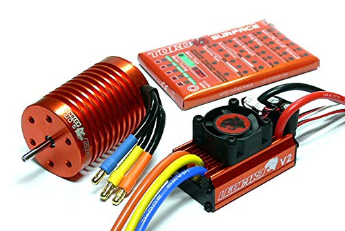 Xiangtat RC Sensorless Brushless 60A ESC Combo with 4370KV 9T Brushless Motor + Program Card (9T 60A Combo)