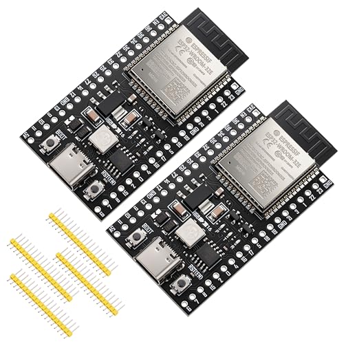 2 Pack ESP32-DevKitC-32E Development Board for IoT Smart Home/Industrial Control Dual-Core 240MHz Wi-Fi + Bluetooth 5.0 with USB-C Original ESP32-WROOM-32E Module (Arduino/Python/IDF) (8M)