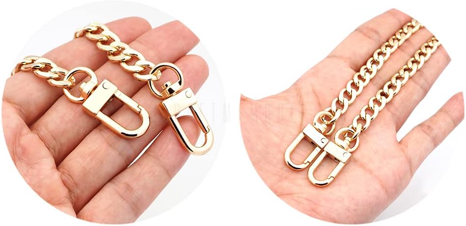 CRAFTMEMORE 8 Inches Purse Chain Handle Handbag Strap Metal Flat Curb Chain Replacement Cosmetic Clutch Mini Pochette Accessories (EM-8L, Gold) image 3