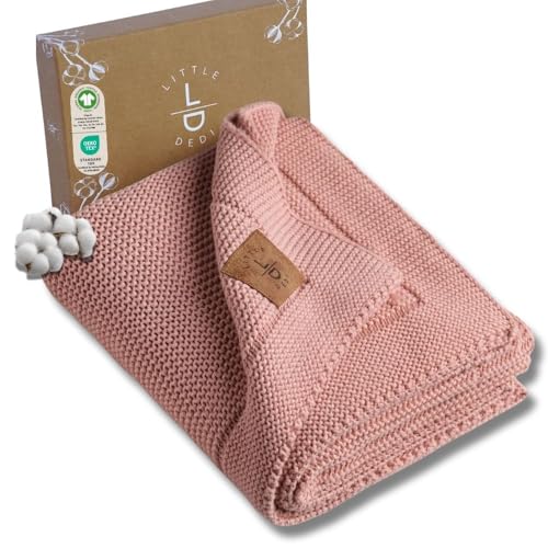 Little Dedi Strickdecke aus 100% Bio-Baumwolle GOTS Zertifizert, 80x100 cm. Pink - Atmungsaktiv, Temperatur regulierend, in eleganter Geschenkbox für Babys Little Dedi Strickdecke aus 100% Bio-Baumwolle GOTS Zertifizert, 80x100 cm. Pink - Atmungsaktiv, Temperatur regulierend, in eleganter Geschenkbox für Babys