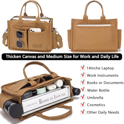 Image of ZHMO Canvas Tote Bag for Women,Women's Bags Crossbody Bags Work Laptop Tote Bag Large Handbags Purse for Travel Nurse Teacher