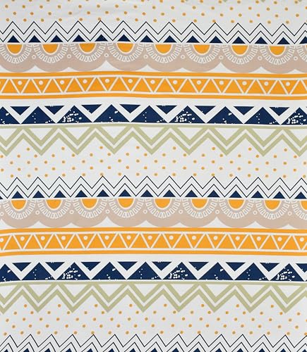 Image of KAWI Elastic Fitted Bedsheets (60 inchx78 inch) Queen Size Glace Cotton for Double Bed with All Around Elastic, 2 Large Pillow Cover, 200TC -Cream Zigzag Print