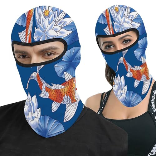 Pasamontaña para hombre y mujer con estampado de flores y peces, máscara facial para motocicleta, gorro calentador de cuello miniatura 1