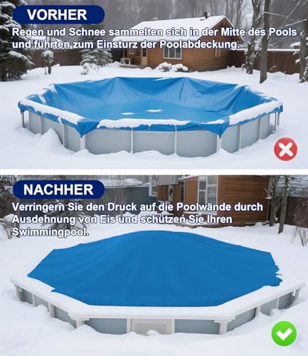MAXVINI Poolkissen 122×457CM XXXL Poolkissen Rechteckig zur Poolabdeckung, Pool Kissen inkl. 5m Seil ×2 & Reparaturset, Pool Luftkissen bis -25°C Doppelnaht Sicherheitsventil