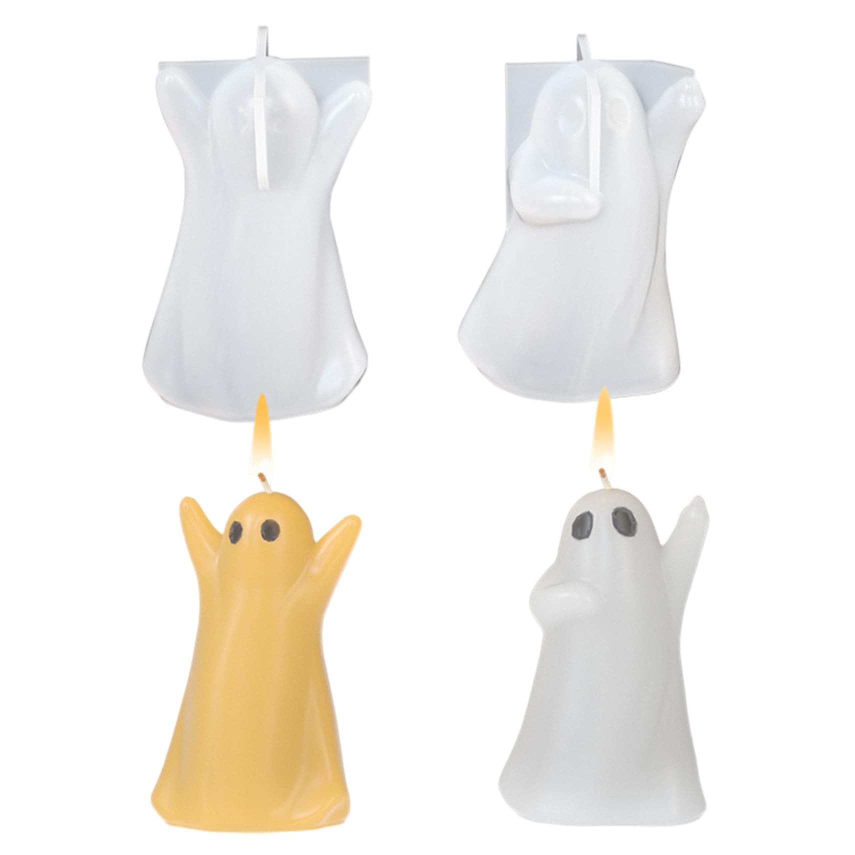 Grtheenumb Candle Molds, Ghost Silicone Mold, 2Pcs Cute Candle Molds Flexible Non-Stick Spooky Halloween Decorations for DIY Craft