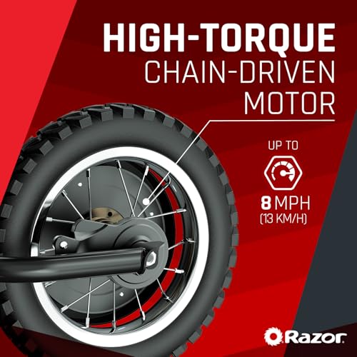 Image of Razor MX125 Dirt Rocket - Electric-Powered Dirt Bike for Kids 7+, Up to 8 MPH, High /Low Speed Switch, Up to 80 Minutes Ride Time