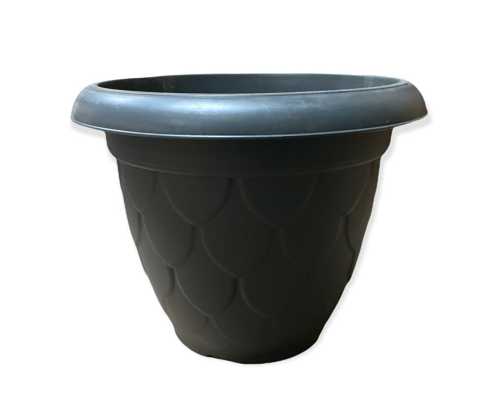 Tamersgifts Grey Plastic Round Planter 31Cm, 35.5Cm, 41Cm, 46Cm, 51Cm Plant Pots - 3 Colours (, 41Cm Round X 31Cm Height)