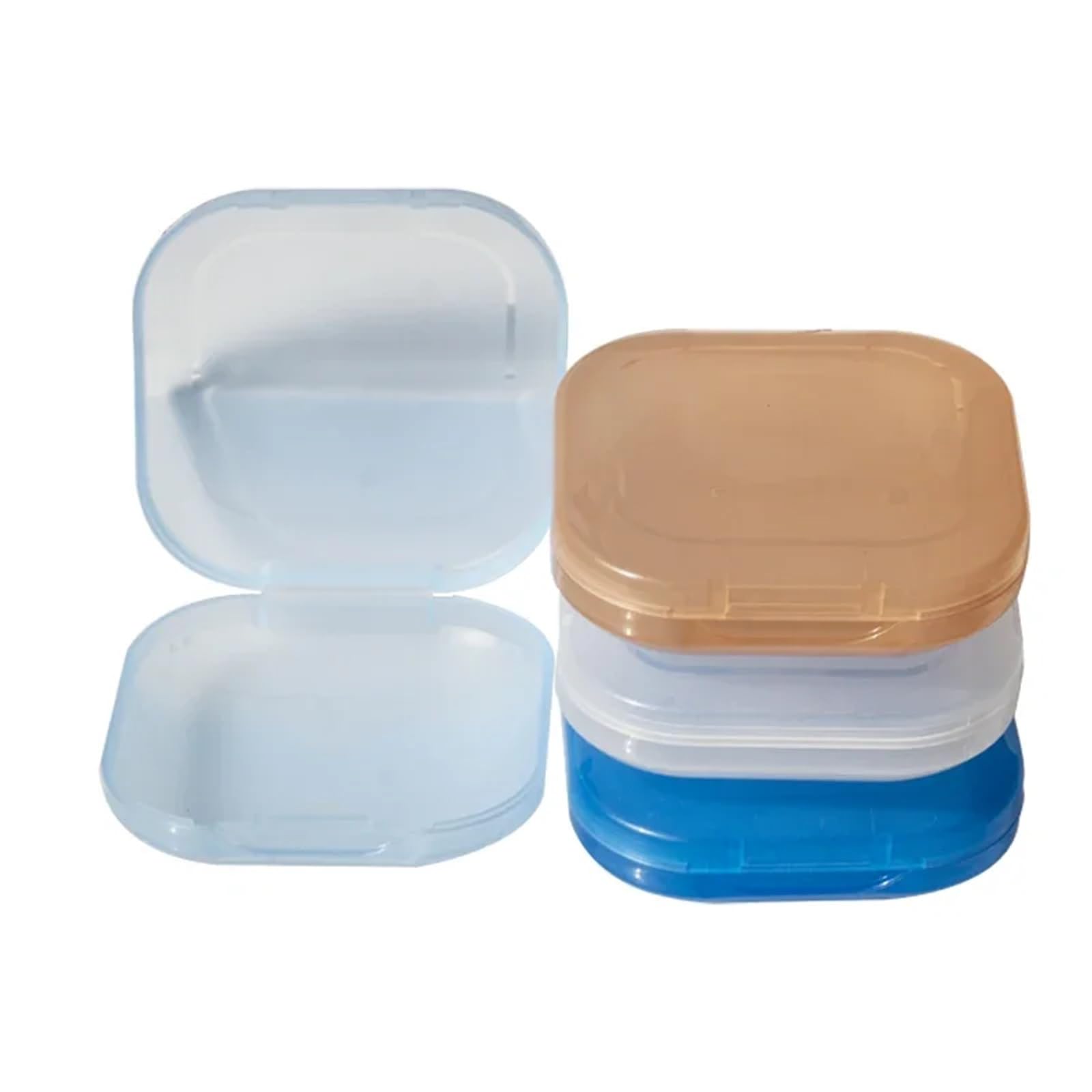 Porta Apparecchio Denti 50 pezzi di scatola for protesi dentali, contenitore for paradenti, trasparente for denti, finti(50pcs White)