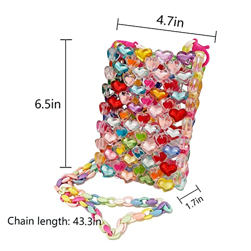 One Women's Color Beaded bags Color Red Crystal Bag Hand Knitting Glitter bead bag Acrylic2