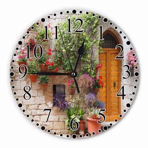 Italian-Hill-Town-of-Assisi-Wall-Clock-10-Inch-Battery-Operated-Colorful-Flowers-Outside-A-Home-Clock-Silent-Non-Ticking-Modern-Clocks-Decorative-for-Home-Kitchen-Living-Room-Bathroom-Office Italian Hill Town of Assisi Wall Clock 10 Inch Battery Operated Colorful Flowers Outside A Home Clock Silent Non Ticking Modern Clocks Decorative for Home Kitchen Living Room Bathroom Office