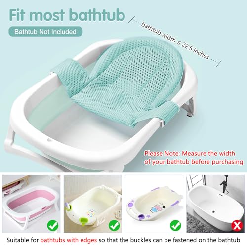 Image of Colorlife Baby Bath Seat Support Net Infant Bathing Seat Support Mat, Adjustable Comfortable Non-Slip Three-Pointed Baby Shower Net Bathtub Sit Up Mesh for Newborn 0-12 Months-Green(No Bathtub)