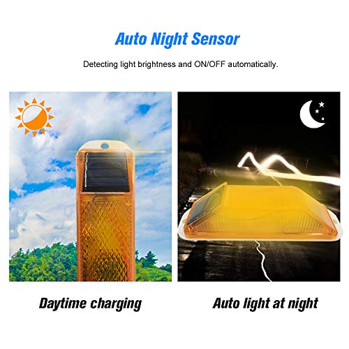 Solar Warning Light Sensitive Strobe Flash Warning LED Caution Lamp Flashing Barricade Safety Sign Road Construction Signs Flash Traffic Lights Flicker Beacon Lamps (Yellow) - Image 4