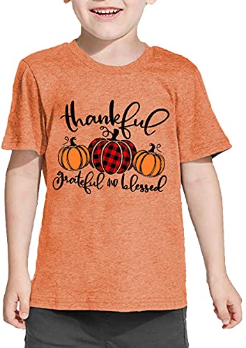 Thankful Grateful Blessed Shirts Toddler Boys Girls Thanksgiving Pumpkin T-Shirt Graphic Fall Tshirts2